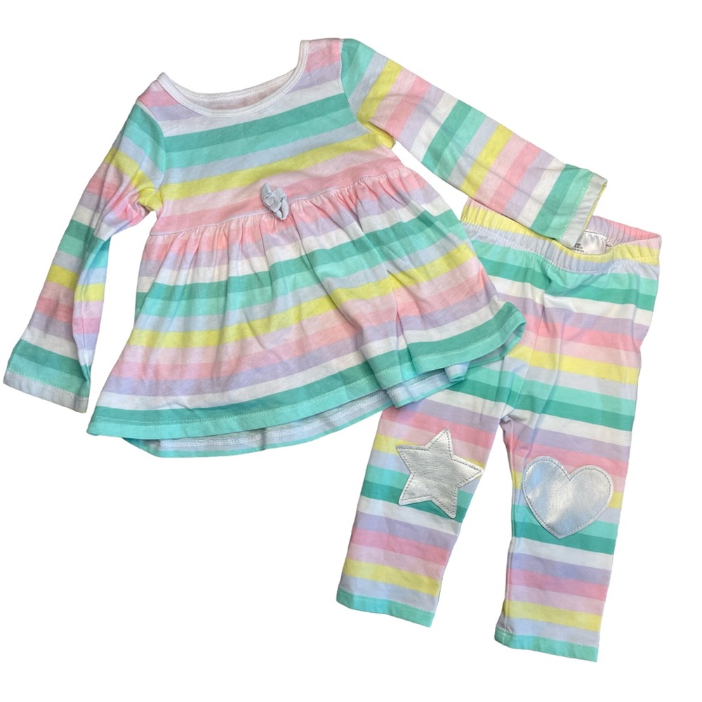 Rainbow striped matching set. Infant girls size 3-6 months